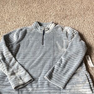 Gray Blue Striped Quarter-Zip Pullover
